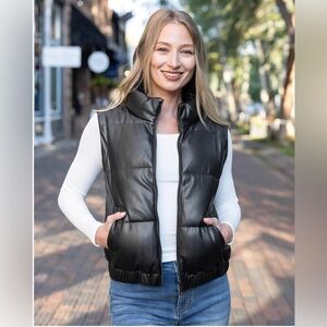 Black faux- ever leather vest size xs